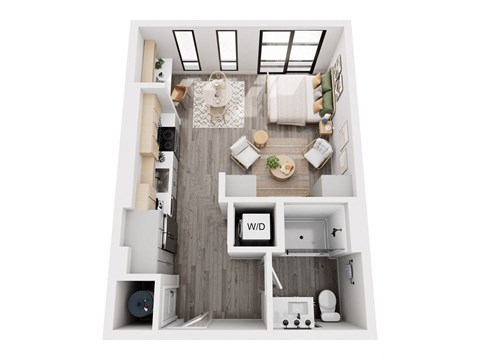 Floor plan for studio, 1 bath, 504 sqft
